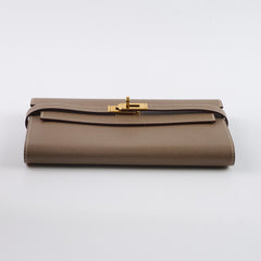 Hermes Kelly Classic Long Wallet Etoupe GHW C stamp