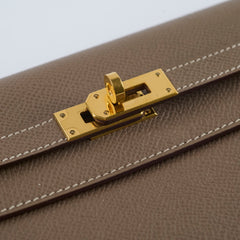 Hermes Kelly Classic Long Wallet Etoupe GHW C stamp