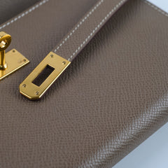 Hermes Kelly Classic Long Wallet Etoupe GHW C stamp