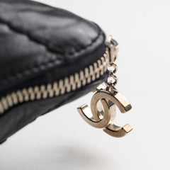 Chanel Diamond Stitched Expandable Leather Zip Tote Blacke