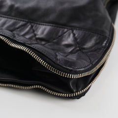 Chanel Diamond Stitched Expandable Leather Zip Tote Blacke