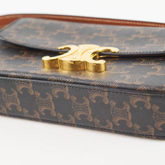 Celine Triomphe Brown Canvas Shoulder Bag