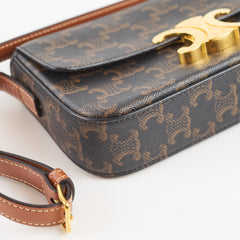 Celine Triomphe Brown Canvas Shoulder Bag