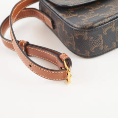 Celine Triomphe Brown Canvas Shoulder Bag