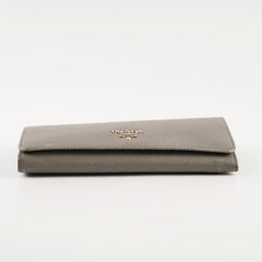 Prada Saffiano Lux Long Wallet Grey