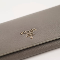 Prada Saffiano Lux Long Wallet Grey