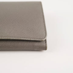 Prada Saffiano Lux Long Wallet Grey