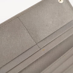 Prada Saffiano Lux Long Wallet Grey