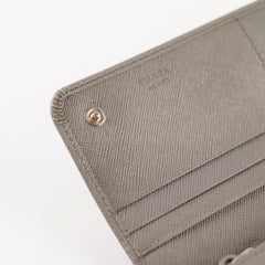 Prada Saffiano Lux Long Wallet Grey