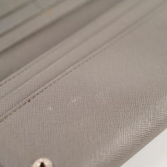 Prada Saffiano Lux Long Wallet Grey