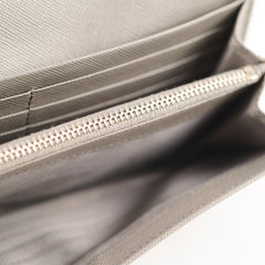 Prada Saffiano Lux Long Wallet Grey
