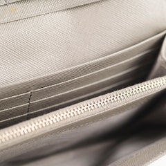 Prada Saffiano Lux Long Wallet Grey