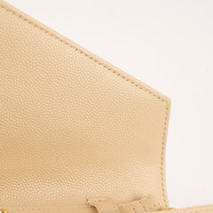Saint Laurent Cassandre Envelope Chain Wallet Beige