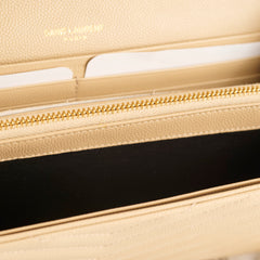 Saint Laurent Cassandre Envelope Chain Wallet Beige