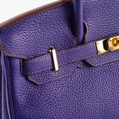 Hermes Birkin 30 Iris Clemence GHW A stamp (2017)