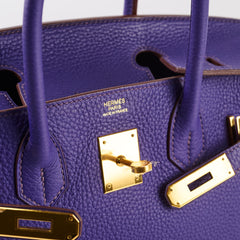 Hermes Birkin 30 Iris Clemence GHW A stamp (2017)