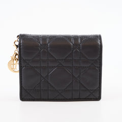 Christian Dior Mini Lady Dior Gardenia Wallet Lambskin Black