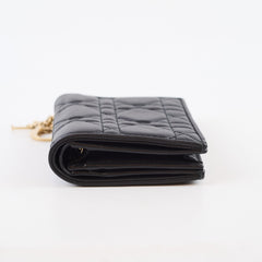 Christian Dior Mini Lady Dior Gardenia Wallet Lambskin Black