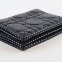Christian Dior Mini Lady Dior Gardenia Wallet Lambskin Black