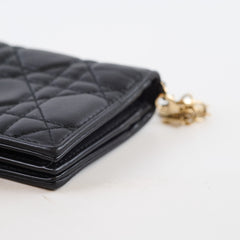 Christian Dior Mini Lady Dior Gardenia Wallet Lambskin Black