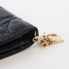 Christian Dior Mini Lady Dior Gardenia Wallet Lambskin Black