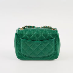 Chanel Mini Square Caviar 18S Iridescent Green