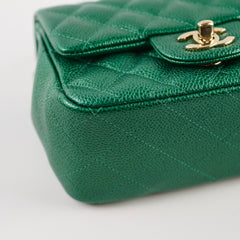 Chanel Mini Square Caviar 18S Iridescent Green