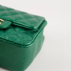 Chanel Mini Square Caviar 18S Iridescent Green