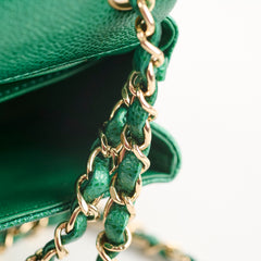 Chanel Mini Square Caviar 18S Iridescent Green