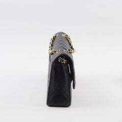 Chanel Caviar 24k Vintage Medium M/L Classic Flap Black Series 12