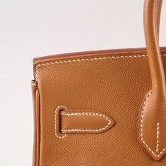 Hermes Birkin 30 Gold Courchevel GHW D in Square