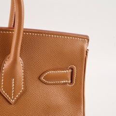 Hermes Birkin 30 Gold Courchevel GHW D in Square