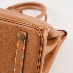 Hermes Birkin 30 Gold Courchevel GHW D in Square