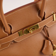 Hermes Birkin 30 Gold Courchevel GHW D in Square