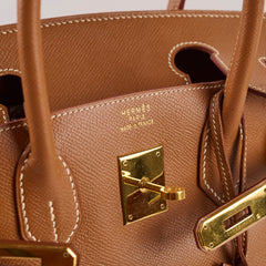 Hermes Birkin 30 Gold Courchevel GHW D in Square