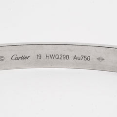 Cartier Classic Model Love Bracelet Size 19 White Gold