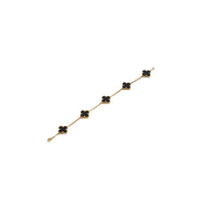 Van Cleef & Arpels Vintage Alhambra Yellow Gold 5 Motif Onyx Bracelet