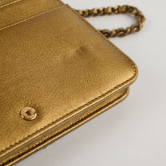 Chanel Gold Metallic Wallet on Chain