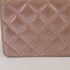 Chanel Metallic Quilted Long Wallet Pink