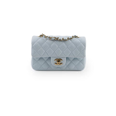 Chanel Mini Rectangular Lambskin Light Blue Microchip 2025