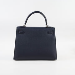 Hermes Kelly 28 Blue Indigo Epsom Sellier PHW Y Stamp