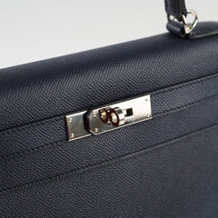 Hermes Kelly 28 Blue Indigo Epsom Sellier PHW Y Stamp
