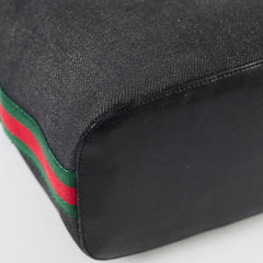 Gucci Denim Web Sherry Line Shoulder Bag Black