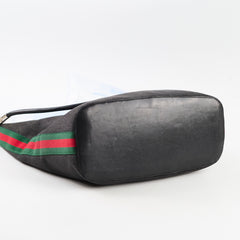 Gucci Denim Web Sherry Line Shoulder Bag Black