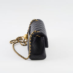 Chanel Rectangle Mini Gold Ball Black Lambskin GHW