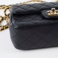 Chanel Rectangle Mini Gold Ball Black Lambskin GHW