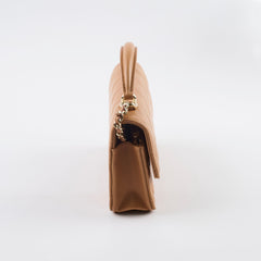 Chanel Top Handle Phone Holder on Chain Dark Beige