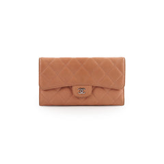 Chanel Lambskin Long Wallet Peach