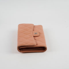 Chanel Lambskin Long Wallet Peach