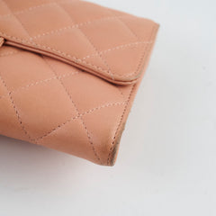 Chanel Lambskin Long Wallet Peach